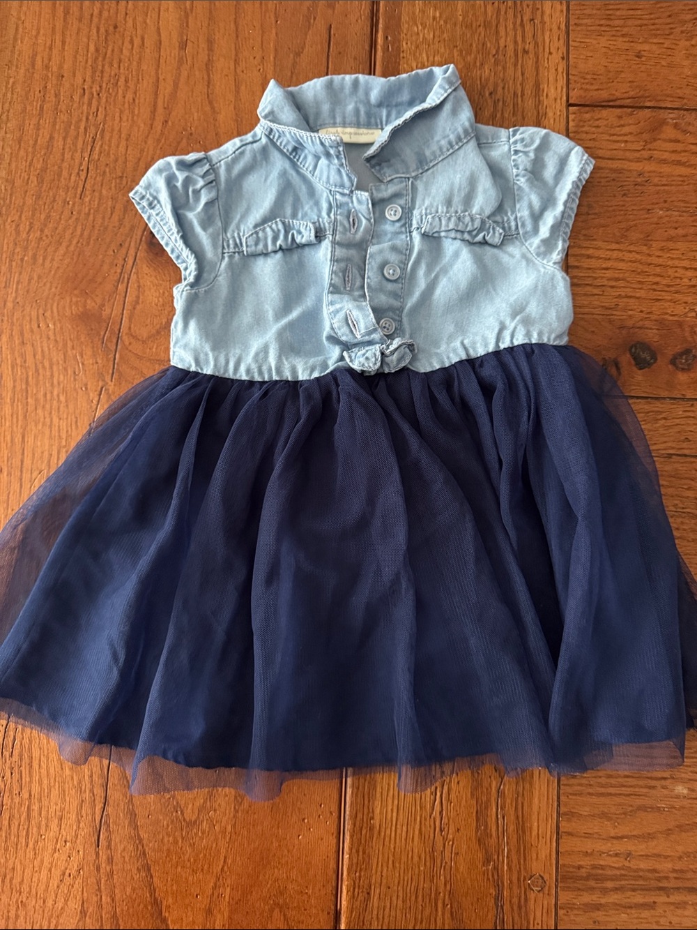 First Impressions Light Blue Bodice with Navy Tulle Skirt Girls Dress